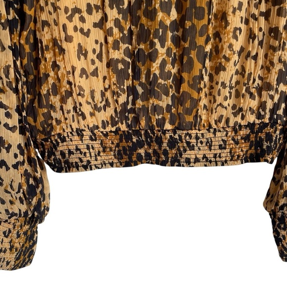 Free People Leo combo leopard print long sleeve sheer blouse size M NWOT - Picture 9 of 15